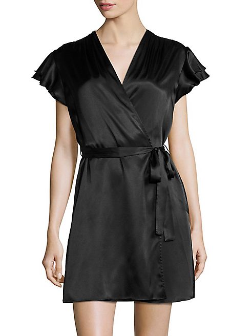 Oscar de la Renta Sleepwear - Charmeuse Short Wrap Robe