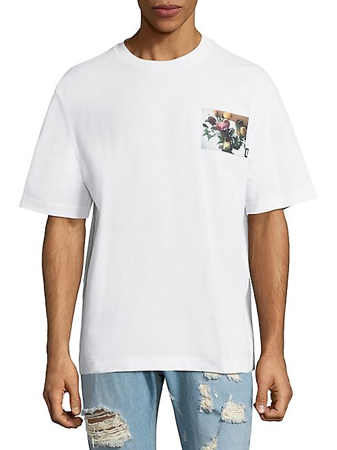 MSGM - Floral Patched Cotton Tee