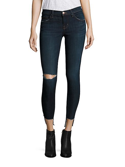 J BRAND - 9326 Distressed Low-Rise Cropped Step Hem Jeans/Disguise Destruct