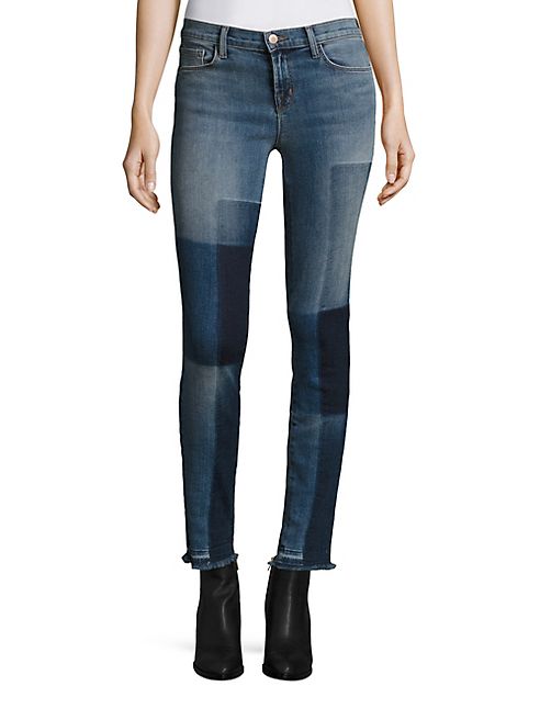 J BRAND - 811 Shadow Patch Frayed Skinny Jeans/Reunion