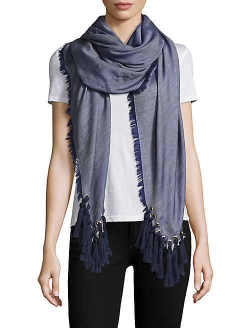 Chloé - Pompon Fringe Wool, Silk & Cashmere Scarf