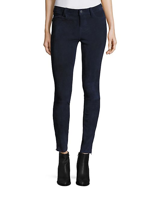 J BRAND - Nubuck Suede Skinny Jeans/Black Iris