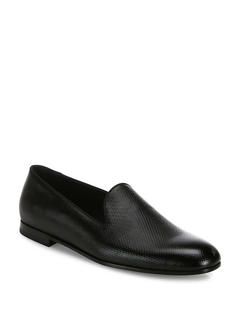 Giorgio Armani - Textured Patent   Leather Slip-On Dress Shoes