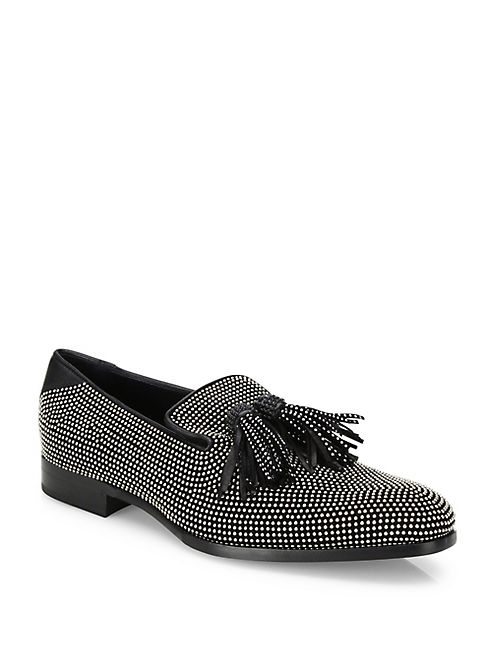 Jimmy Choo - Micro Studded Leather Slip-On Shoes