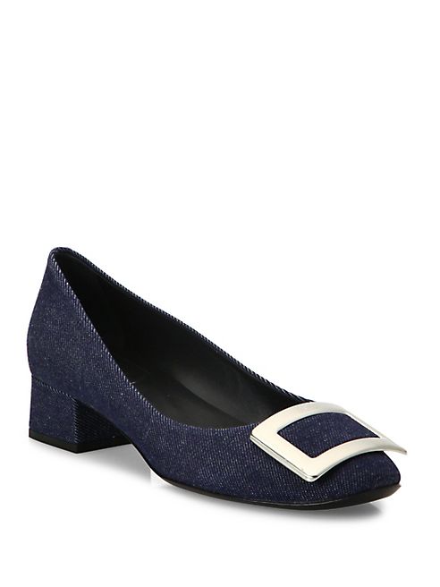 Roger Vivier - Belle de Nuit Denim Block Heel Pumps