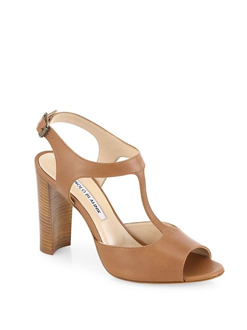 Manolo Blahnik - Islay 105 Leather T-Strap Sandals