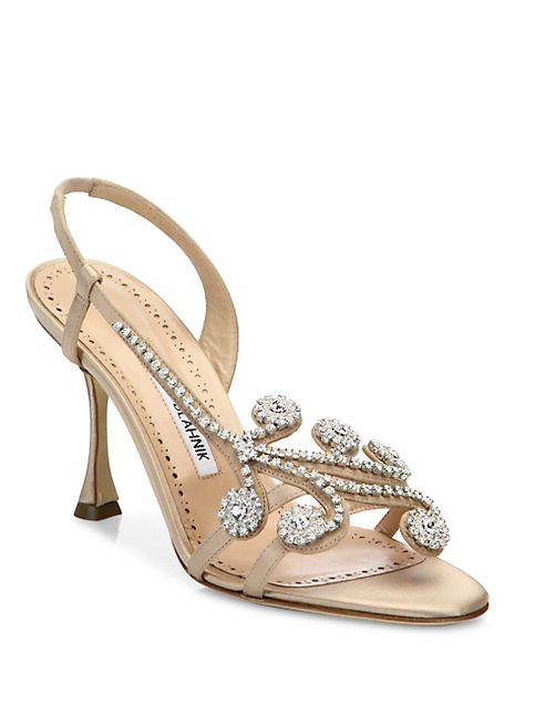 Manolo Blahnik - Fernusan 90 Crystal-Embellished Slingbacks