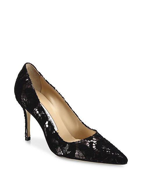 Manolo Blahnik - BB 90 Lamé Lace Pumps