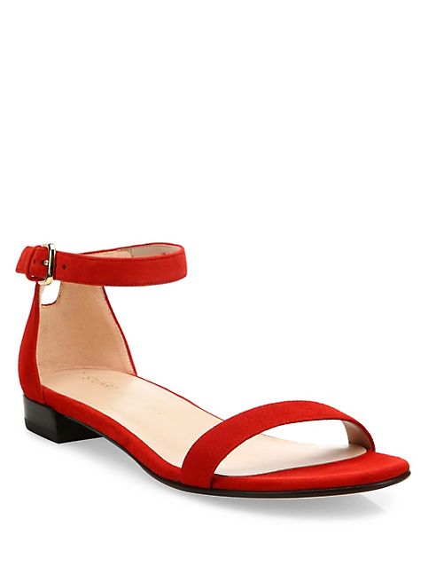 Stuart Weitzman - Nudisflat Suede Ankle-Strap Sandals