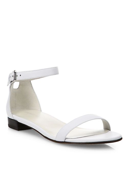 Stuart Weitzman - Nudisflat Leather Ankle-Strap Sandals