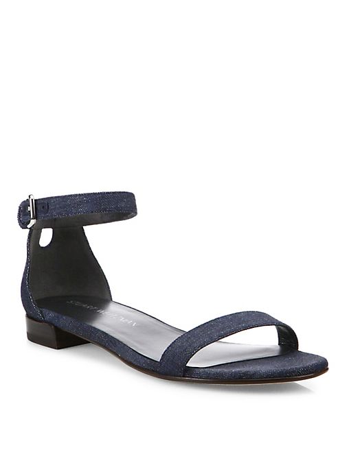 Stuart Weitzman - Nudisflat Antique Denim Ankle-Strap Sandals