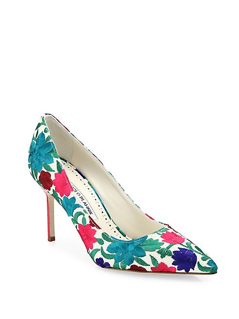 Manolo Blahnik - BB Floral-Embroidered Pumps