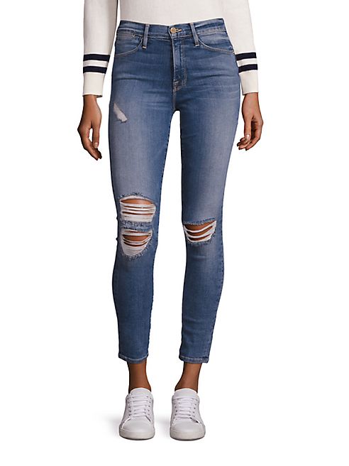 FRAME - Le High Distressed Skinny Jeans