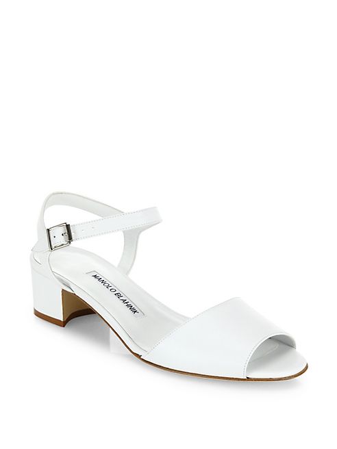 Manolo Blahnik - Affian Leather Ankle-Strap Block-Heel Sandals