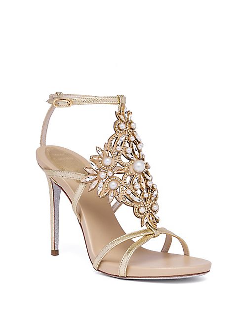 Rene Caovilla - Embellished Metallic Snakeskin Sandals