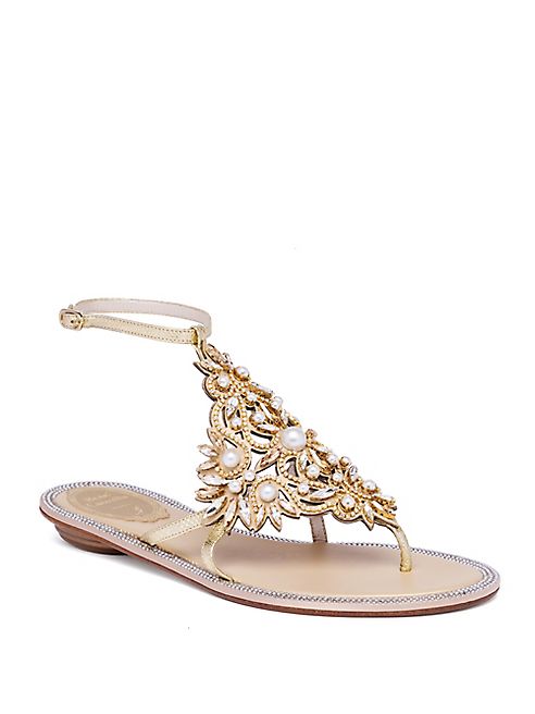 Rene Caovilla - Embellished Metallic Snakeskin Sandals