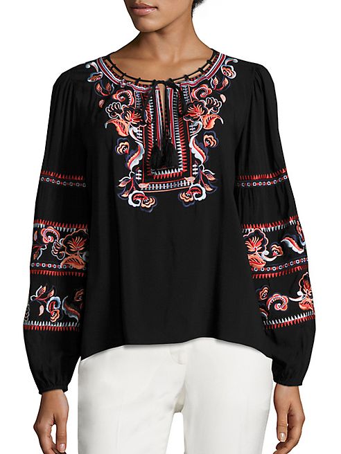 Parker - Persimmon Embroidered Blouse