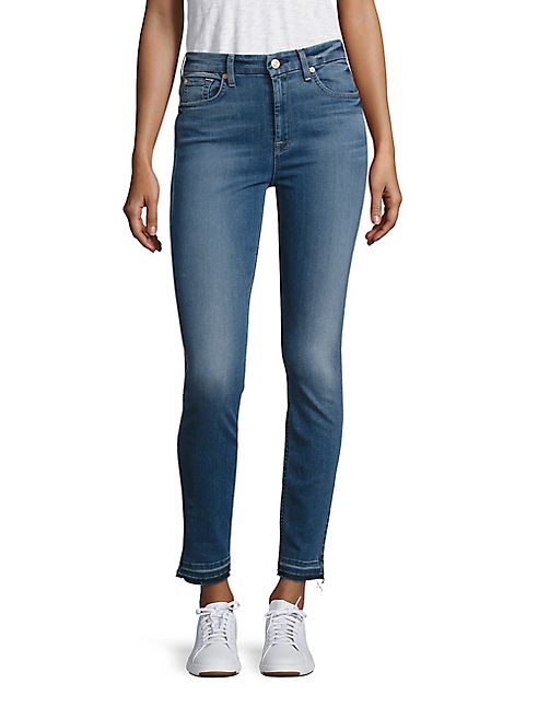 7 For All Mankind - b(air) High-Waist Released Hem Skinny Ankle Jeans