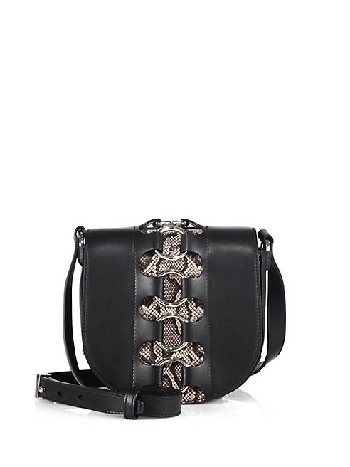 Alexander Wang - Mini Lia Ring Snakeskin-Embossed Leather Saddle Bag