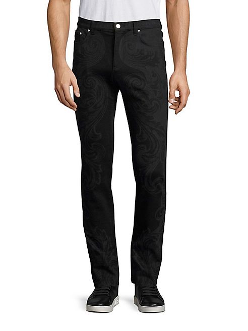 Versace Collection - Dark Wash Patterned Jeans