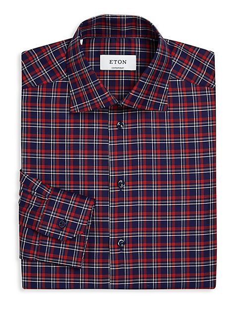 Eton - Plaid Pattern Dress Shirt