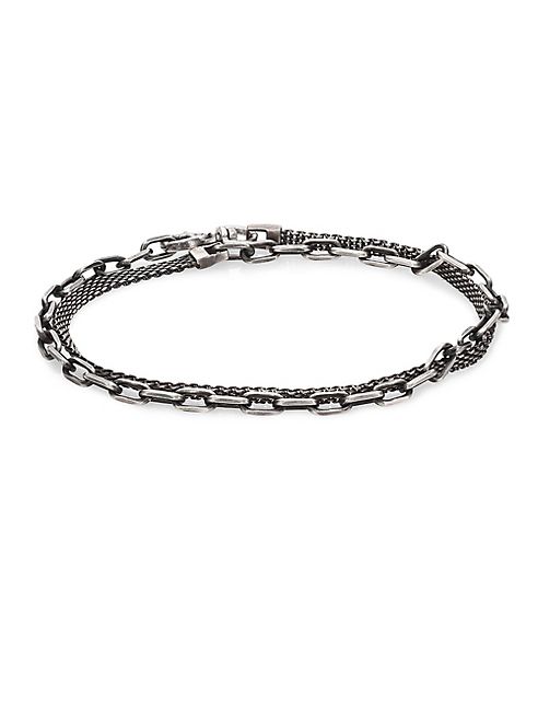 Title of Work - Gridlocks Sterling Silver Micromesh and Anchor Chain Bracelet