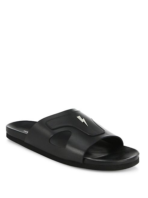 Neil Barrett - Thunderbolt Leather Slides