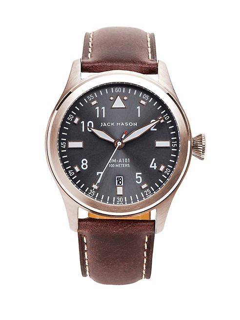 Jack Mason - Aviation Rose Gold & Italian Leather Strap Watch