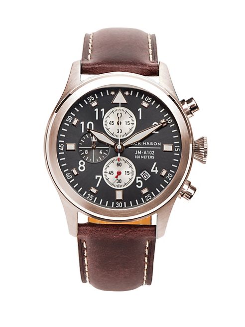 Jack Mason - Stainless Steel & Italian Leather Strap Watch