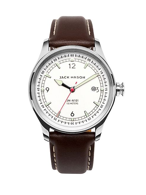 Jack Mason - Nautical Stainless Steel & Italian Leather Strap Watch