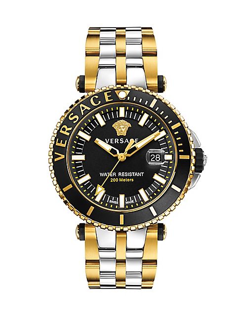 Versace - V-Race Two-Tone Stainless Steel Bracelet Diver Watch