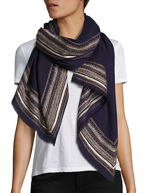 Janavi - Gold Border Cashmere & Merino Wool Wrap