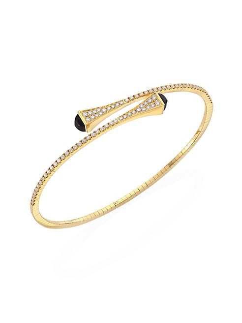 Marli - Cleo Black Onyx, Diamond & 18K Yellow Gold Bypass Bracelet