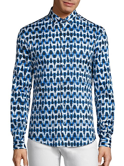 Versace Collection - Traditional-Fit Digital Ikat Print Button-Down Shirt