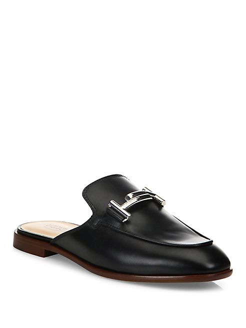 Tod's - Double-T Leather Slip-On Mules