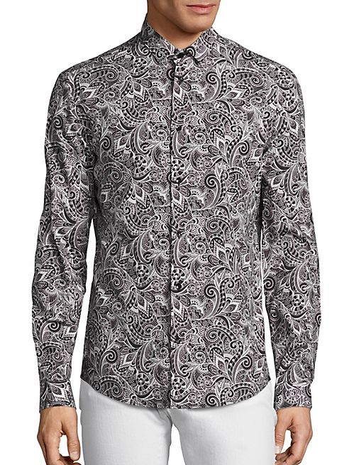 Versace Collection - Traditional-Fit Paisley Graphic Button-Down Shirt