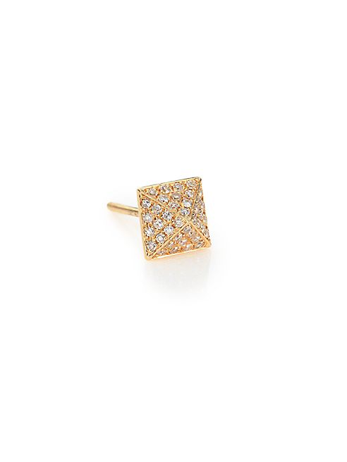 EF Collection - Pyramid Diamond & 14K Yellow Gold Single Stud Earring