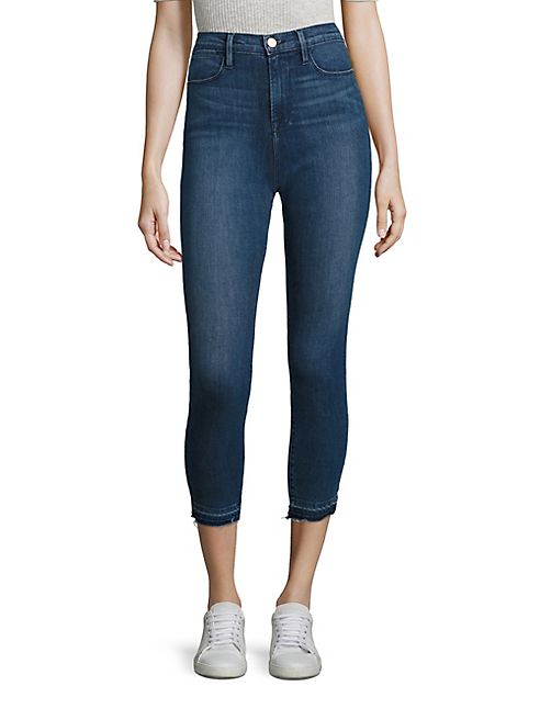 FRAME - Le High Cropped Raw-Edge Skinny Jeans