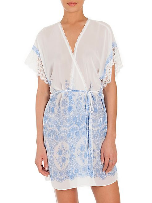 In Bloom - Floral Cascading Print Short Chiffon Robe