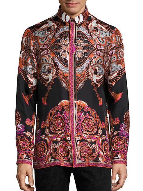 Versace Collection - Bold Ethnic Graphic Silk Shirt