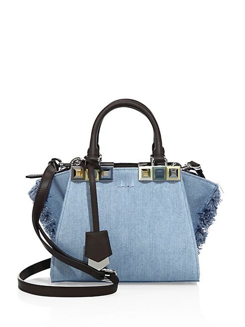 Fendi - 2Jours Fringed Denim Shopping Bag