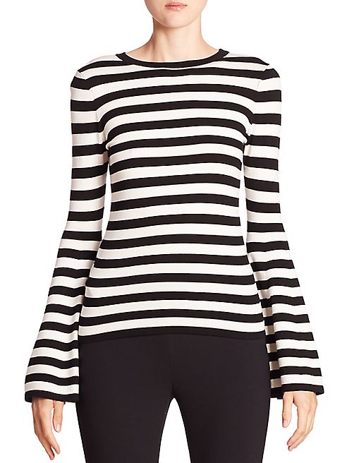 MILLY - Striped Bell Sleeve Pullover