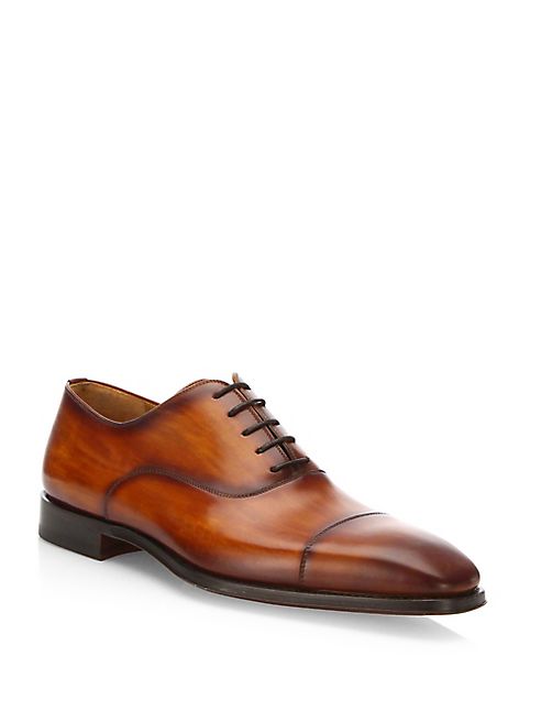 Saks Fifth Avenue Collection - Saks Fifth Avenue by Magnanni Cap Toe Calf Leather Oxfords