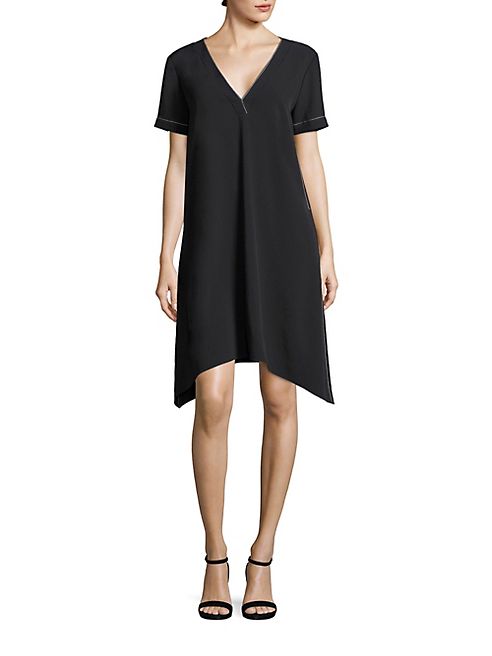 DKNY - Solid V-Neck Dress