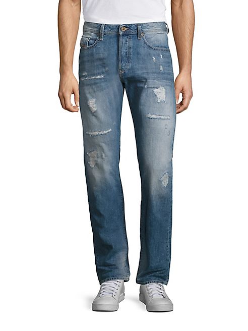 Diesel - Straight-Fit Distressed Jeans