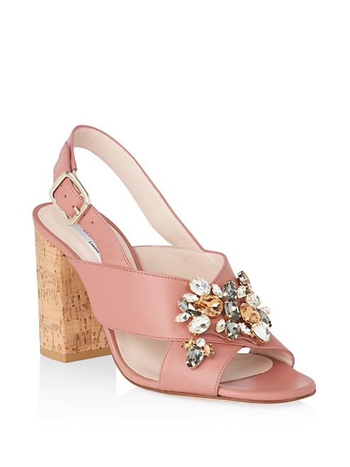 L.K. Bennett - Ynes Embellished Nappa Leather Slingback Sandals