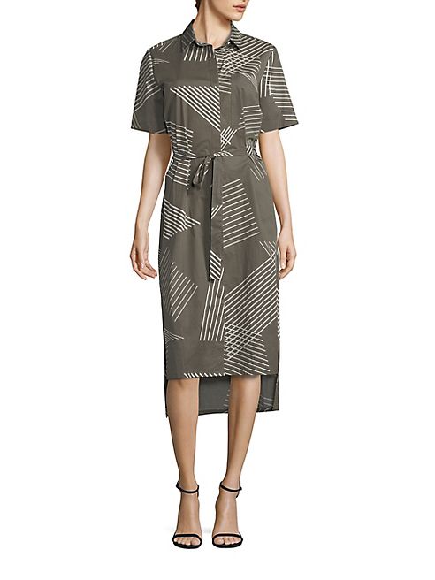 DKNY - Pinstriped Belted Shirtdress