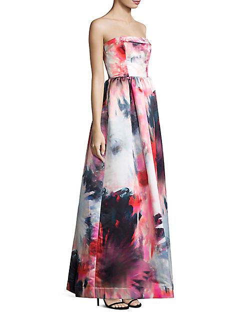 Parker Black - Janie Strapless Floral-Print Gown