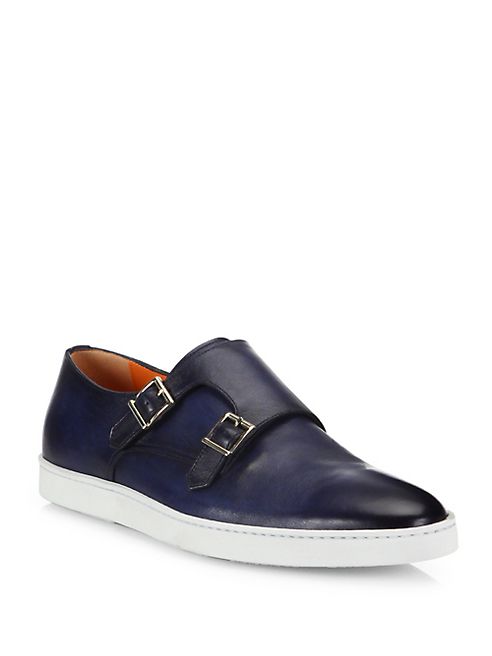 Santoni - Fremont Double Monk Strap Leather Sneakers