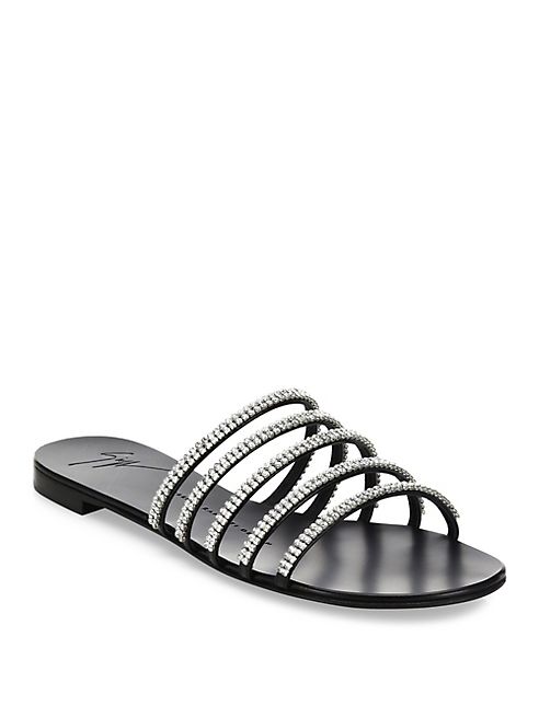 Giuseppe Zanotti - Strappy Crystal-Embellished Leather Slides